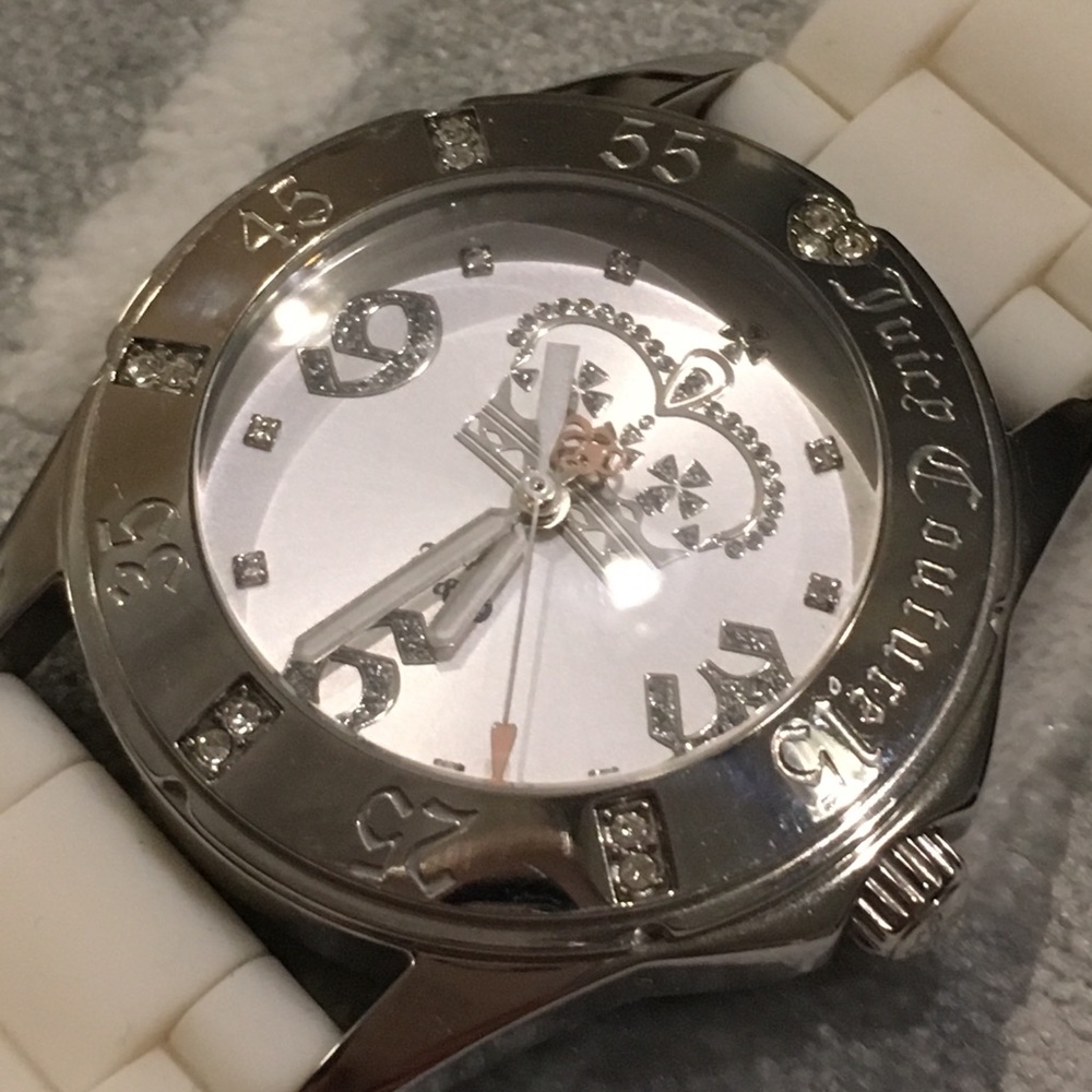 Juicy Couture watch with white rubber strap